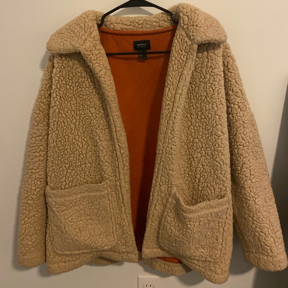 Oversized Teddy Jacket in Tan
